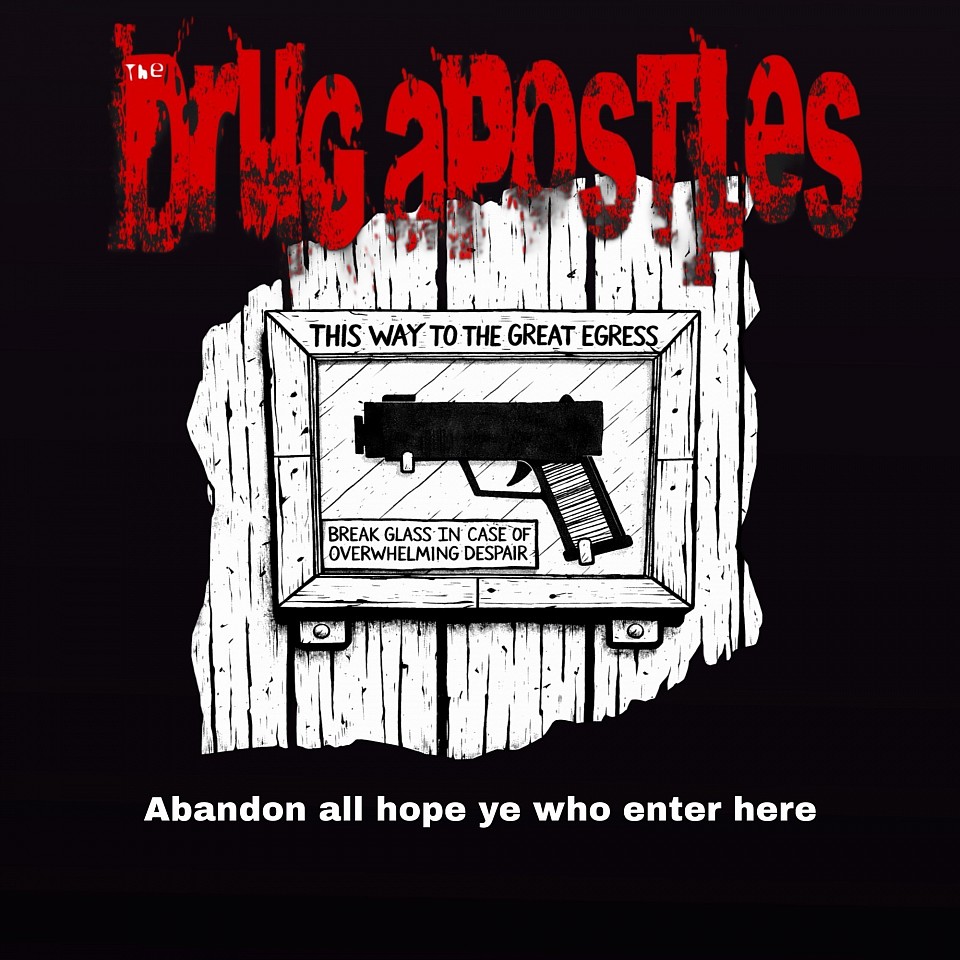 The drug apostles is a dark fusion of punk, crust, punk, noise, rock, and industrial sound driven by distortion, rebellion, and dark satire. Enter the world, explore the band, hear the music, enjoy the chaos.